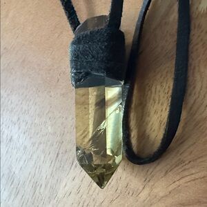 Crystal Pendant Necklace with Black Cord